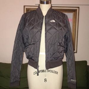 The North Face Gray Quilted Bomber Jacket